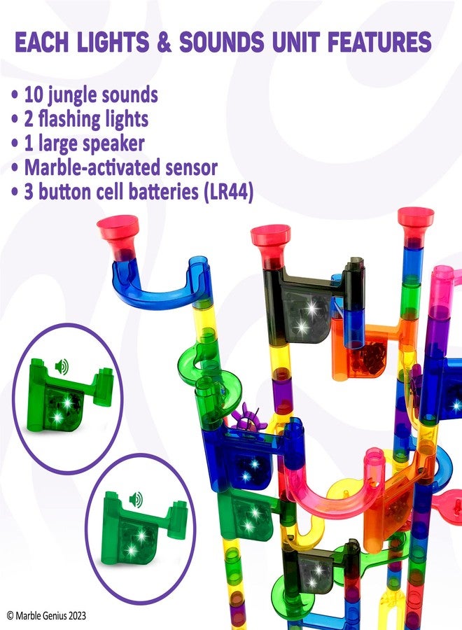 Marble Genius Marble Run Lights & Sounds Accessory Set - 10 Randomized Jungle Sounds and 2 Flashing Lights, Compatible with Any Marble Genius Set, for Ages 3 and Above, Green-Jungle Sound - Image 3